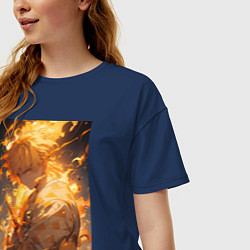 Футболка оверсайз женская Клинок, рассекающий демонов Дзэнъицу Агацума, цвет: тёмно-синий — фото 2