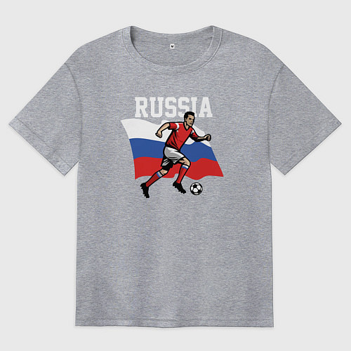 Женская футболка оверсайз Russia football inscription / Меланж – фото 1