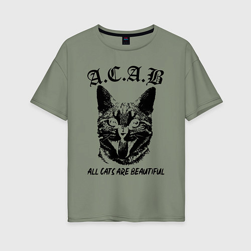 Женская футболка оверсайз All cats are beautiful / Авокадо – фото 1