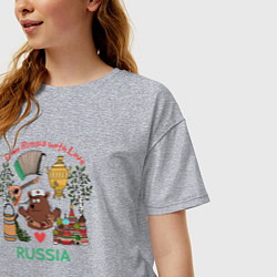 Футболка оверсайз женская From Russia with love phrase, цвет: меланж — фото 2