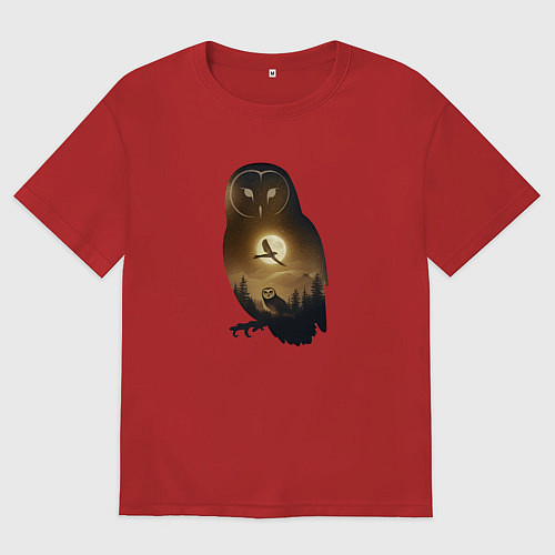 Женская футболка оверсайз Лунная совушка / Красный – фото 1