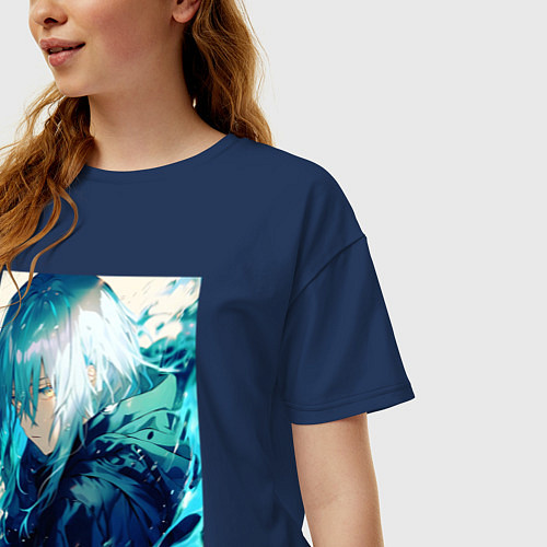 Женская футболка оверсайз О моём перерождении в слизь великий Римуру / Тёмно-синий – фото 3