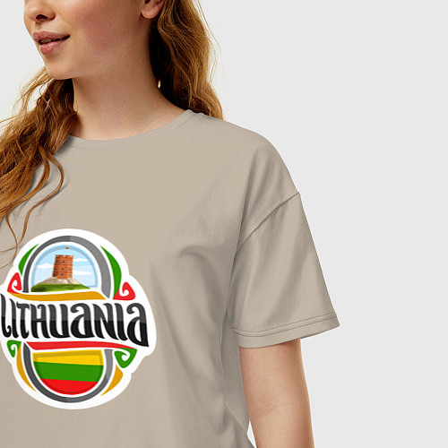 Женская футболка оверсайз Lithuania / Миндальный – фото 3