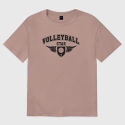 Футболка оверсайз женская Volleyball star, цвет: пыльно-розовый