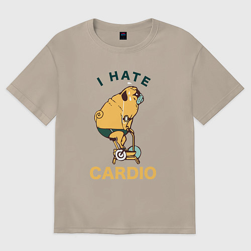 Женская футболка оверсайз Мопс ненавидит кардио / Миндальный – фото 1