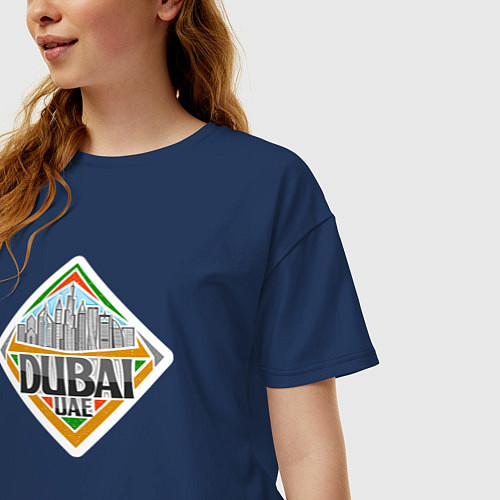 Женская футболка оверсайз ОАЭ Дубай / Тёмно-синий – фото 3