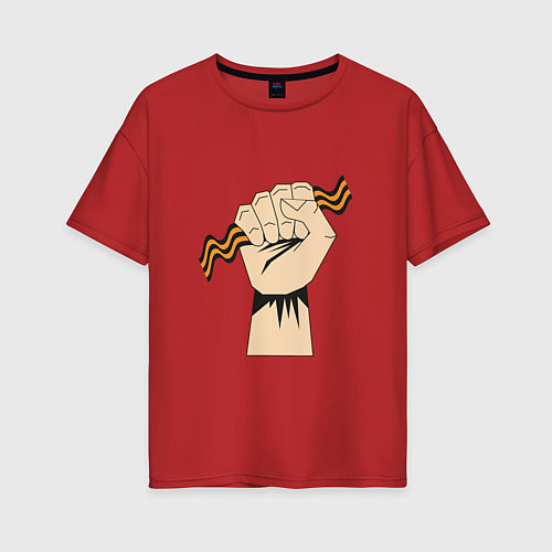 Женская футболка оверсайз День победы - 9 мая: Георгиевская ленточка / Красный – фото 1