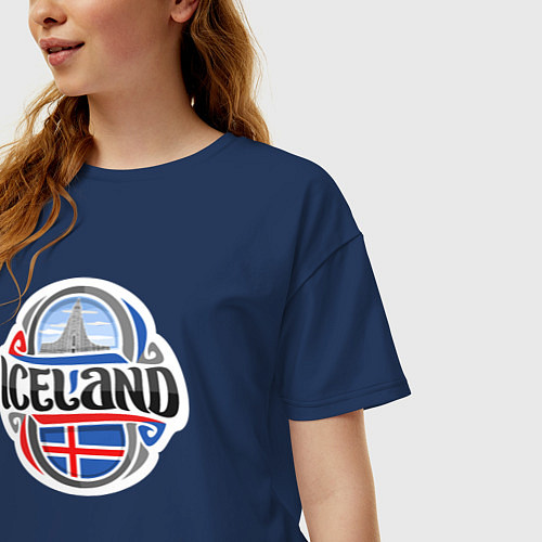 Женская футболка оверсайз Моя Исландия / Тёмно-синий – фото 3