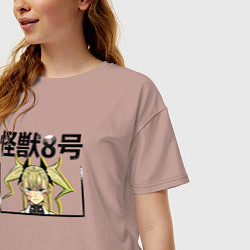 Футболка оверсайз женская Кайдзю номер 8 - Шиномия, цвет: пыльно-розовый — фото 2