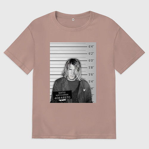 Женская футболка оверсайз Курт Кобейн арестован / Пыльно-розовый – фото 1