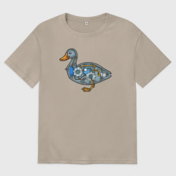 Женская футболка оверсайз Механическая утка из стимпанка
