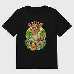 Женская футболка оверсайз Жираф играет на гитаре жаркое лето