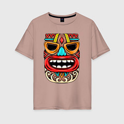 Футболка оверсайз женская Tiki mask, цвет: пыльно-розовый
