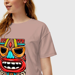 Футболка оверсайз женская Tiki mask, цвет: пыльно-розовый — фото 2