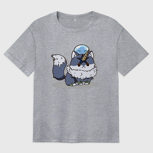 Женская футболка оверсайз О моём перерождении в слизь Римуру Темпест на волк / Меланж – фото 1