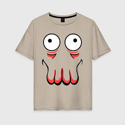 Футболка оверсайз женская John Zoidberg Face, цвет: миндальный