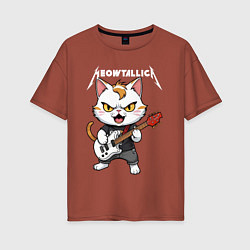 Женская футболка оверсайз Meowtallica rock