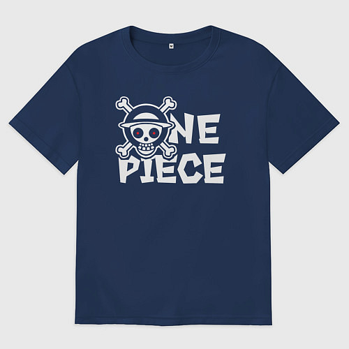 Женская футболка оверсайз One piece - логотип / Тёмно-синий – фото 1
