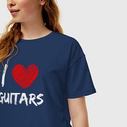 Футболка оверсайз женская Я люблю гитары, цвет: тёмно-синий — фото 2