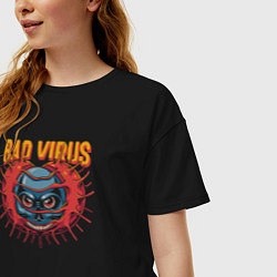 Футболка оверсайз женская Bad virus skull, цвет: черный — фото 2