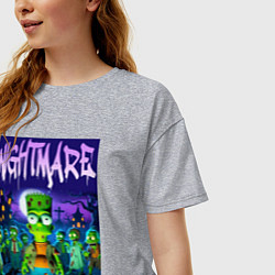 Футболка оверсайз женская Zombie Bart Simpson - nightmare, цвет: меланж — фото 2