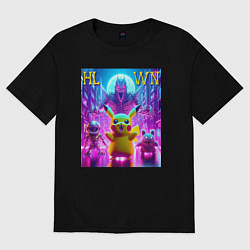 Футболка оверсайз женская Monster Pikachu - halloween fantasy, цвет: черный