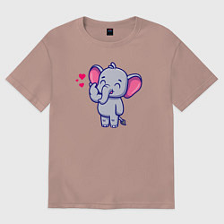 Женская футболка оверсайз Влюблённый слонёнок