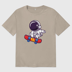 Футболка оверсайз женская Скейтер космонавт, цвет: миндальный