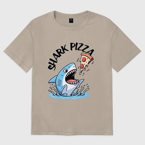 Женская футболка оверсайз Shark pizza - ai art fantasy / Миндальный – фото 1