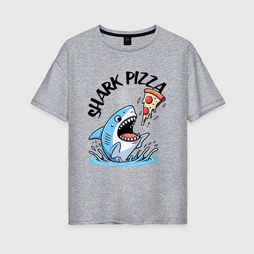 Женская футболка оверсайз Shark pizza - ai art fantasy / Меланж – фото 1