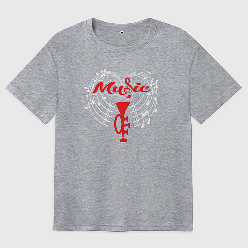 Женская футболка оверсайз Music jazz style / Меланж – фото 1