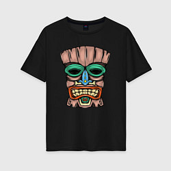 Футболка оверсайз женская Tiki face, цвет: черный