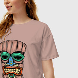 Футболка оверсайз женская Tiki face, цвет: пыльно-розовый — фото 2