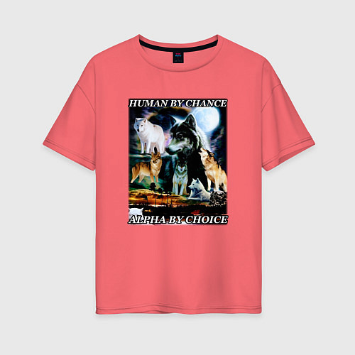 Женская футболка оверсайз Человек по шансу - альфа по выбору / Коралловый – фото 1