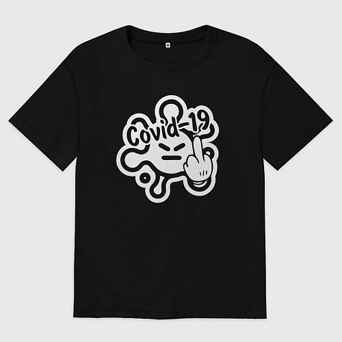 Женская футболка оверсайз Вирус covid-19 / Черный – фото 1