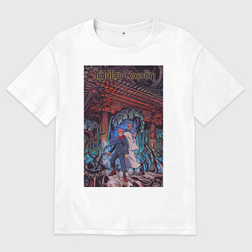 Женская футболка оверсайз Магическая битва Юдзи Итадори Сукуна Рёмэн / Белый – фото 1