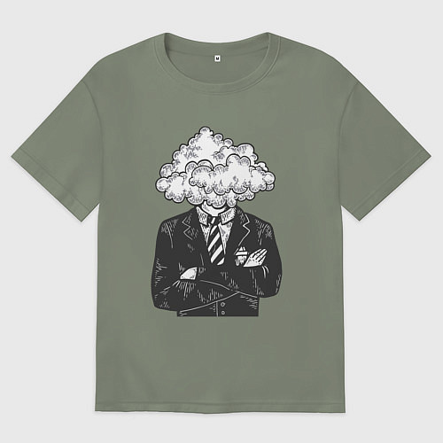 Женская футболка оверсайз Босс туча / Авокадо – фото 1