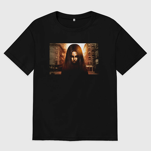 Женская футболка оверсайз Альма Вейд Fear 2 / Черный – фото 1