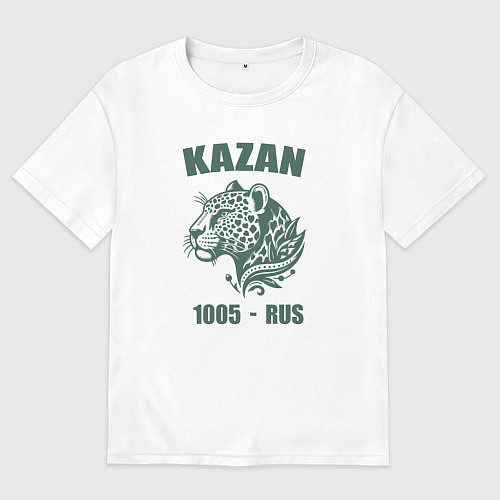 Женская футболка оверсайз Город Казань 1005 год снежный барс ретро стиль / Белый – фото 1