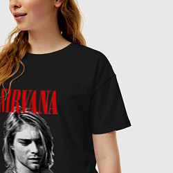 Футболка оверсайз женская Nirvana kurt donald cobain, цвет: черный — фото 2