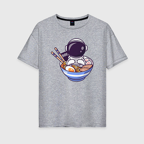 Женская футболка оверсайз Ramen spaceman / Меланж – фото 1