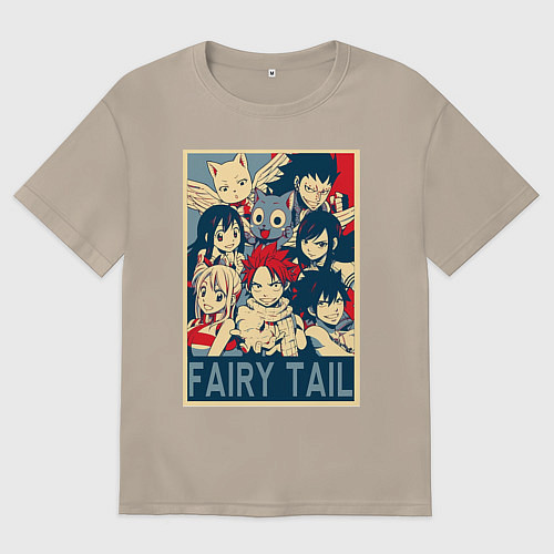 Женская футболка оверсайз Хвост Феи Эрза Скарлет Нацу Драгнил / Миндальный – фото 1