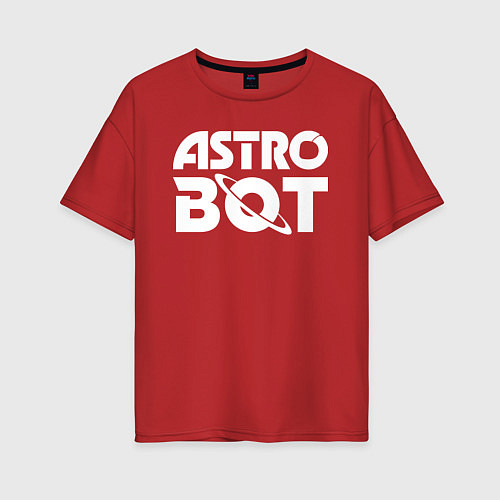 Женская футболка оверсайз Astro bot logo / Красный – фото 1