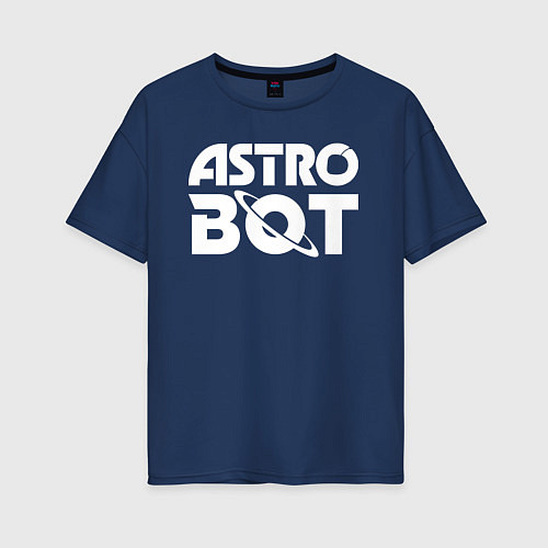 Женская футболка оверсайз Astro bot logo / Тёмно-синий – фото 1