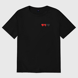 Футболка оверсайз женская Майнкрафт сердечки большие, цвет: черный