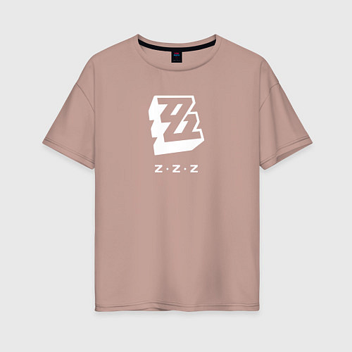 Женская футболка оверсайз Zenless Zone Zero logo / Пыльно-розовый – фото 1