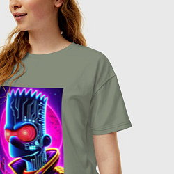 Футболка оверсайз женская Cool Bart Simpson - neon glow, цвет: авокадо — фото 2