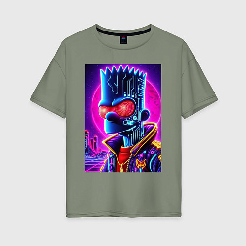 Женская футболка оверсайз Cool Bart Simpson - neon glow / Авокадо – фото 1