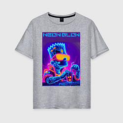 Футболка оверсайз женская Bart Simpson - neon fantasy ai art, цвет: меланж