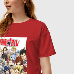 Футболка оверсайз женская Хвост Феи Нацу Драгнил убийца драконов, цвет: красный — фото 2